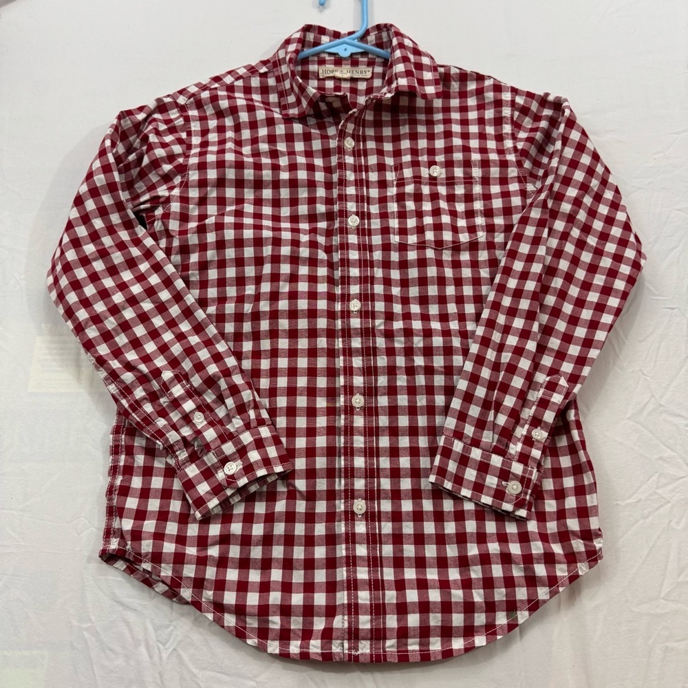 K88. Hope & Henry Red and‎ White Gingham Button Down Shirt (L)